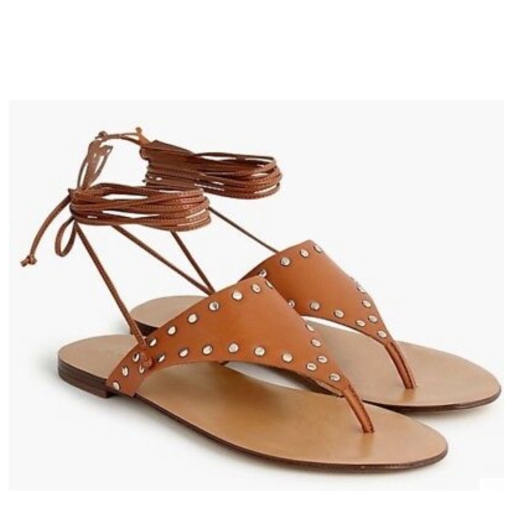J.crew studded ankle wrap sandals 7